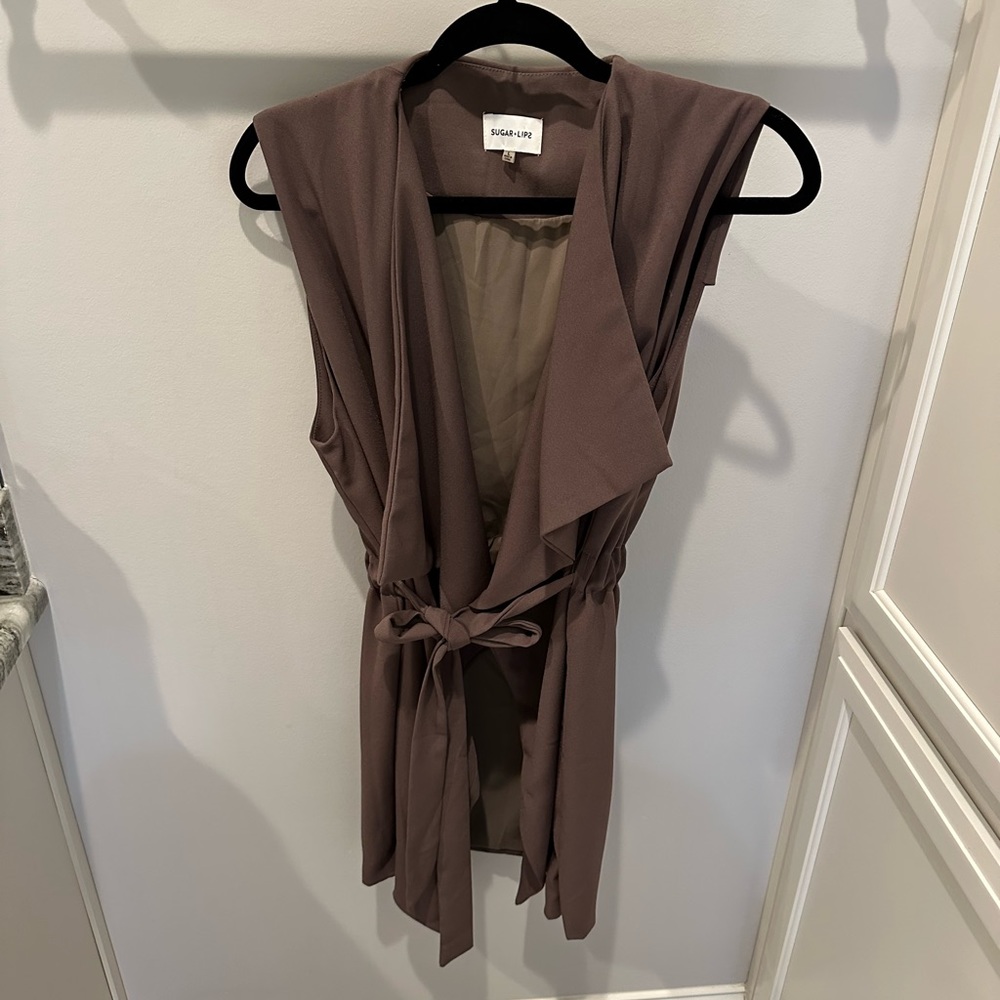 SUGAR LIPS Brown Vest with Tie Belt